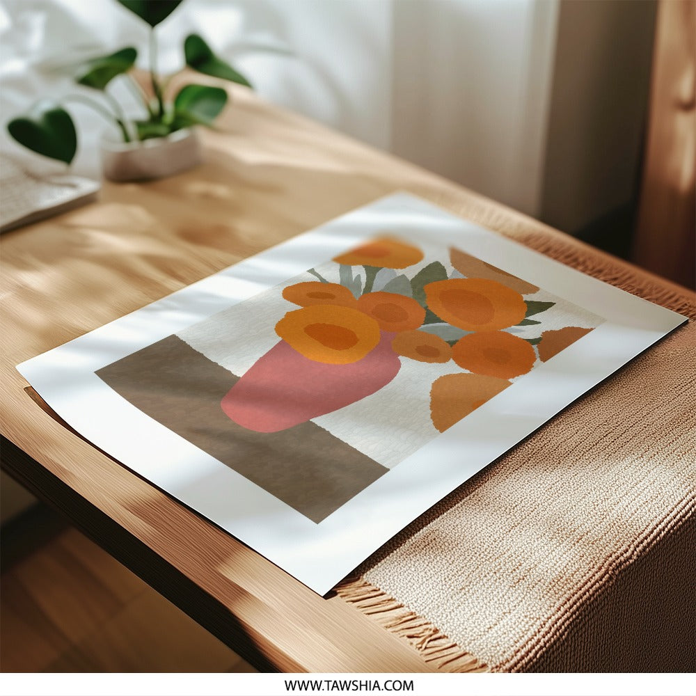 Orange Flowers Photographic Print, Floral Still Life Art, Modern Home Decor, Botanical Wall Art, Stylish Gift Idea, Unique Print - Tawshia