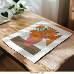 Orange Flowers Photographic Print, Floral Still Life Art, Modern Home Decor, Botanical Wall Art, Stylish Gift Idea, Unique Print - Tawshia