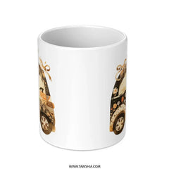 Floral Car Mug, Cute Car Illustration, Flower Car Art, Unique Mug Gift, Coffee Mug, Tea Mug, Gift for Her, Novelty Mug, Fun Mug - Tawshia