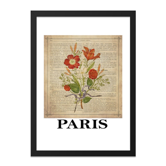 Paris Floral Wall Art Print, Vintage Botanical Illustration, Antique Book Page Decor, Unique Home Decor Wall Art - Tawshia