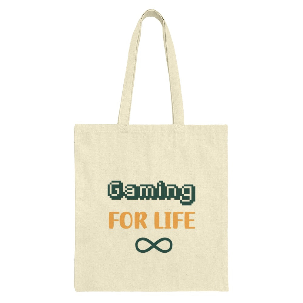 Gaming For Life Tote Bag, Gamer Gift, Infinity Symbol, Pixel Art Design, Novelty Shopping Bag, Birthday Gift, Everyday Tote, Unique Tote - Tawshia