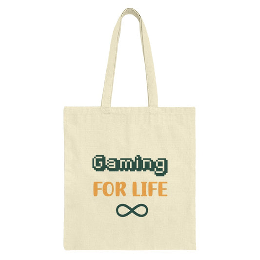 Gaming For Life Tote Bag, Gamer Gift, Infinity Symbol, Pixel Art Design, Novelty Shopping Bag, Birthday Gift, Everyday Tote, Unique Tote - Tawshia