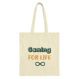 Gaming For Life Tote Bag, Gamer Gift, Infinity Symbol, Pixel Art Design, Novelty Shopping Bag, Birthday Gift, Everyday Tote, Unique Tote - Tawshia