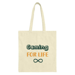 Gaming For Life Tote Bag, Gamer Gift, Infinity Symbol, Pixel Art Design, Novelty Shopping Bag, Birthday Gift, Everyday Tote, Unique Tote - Tawshia