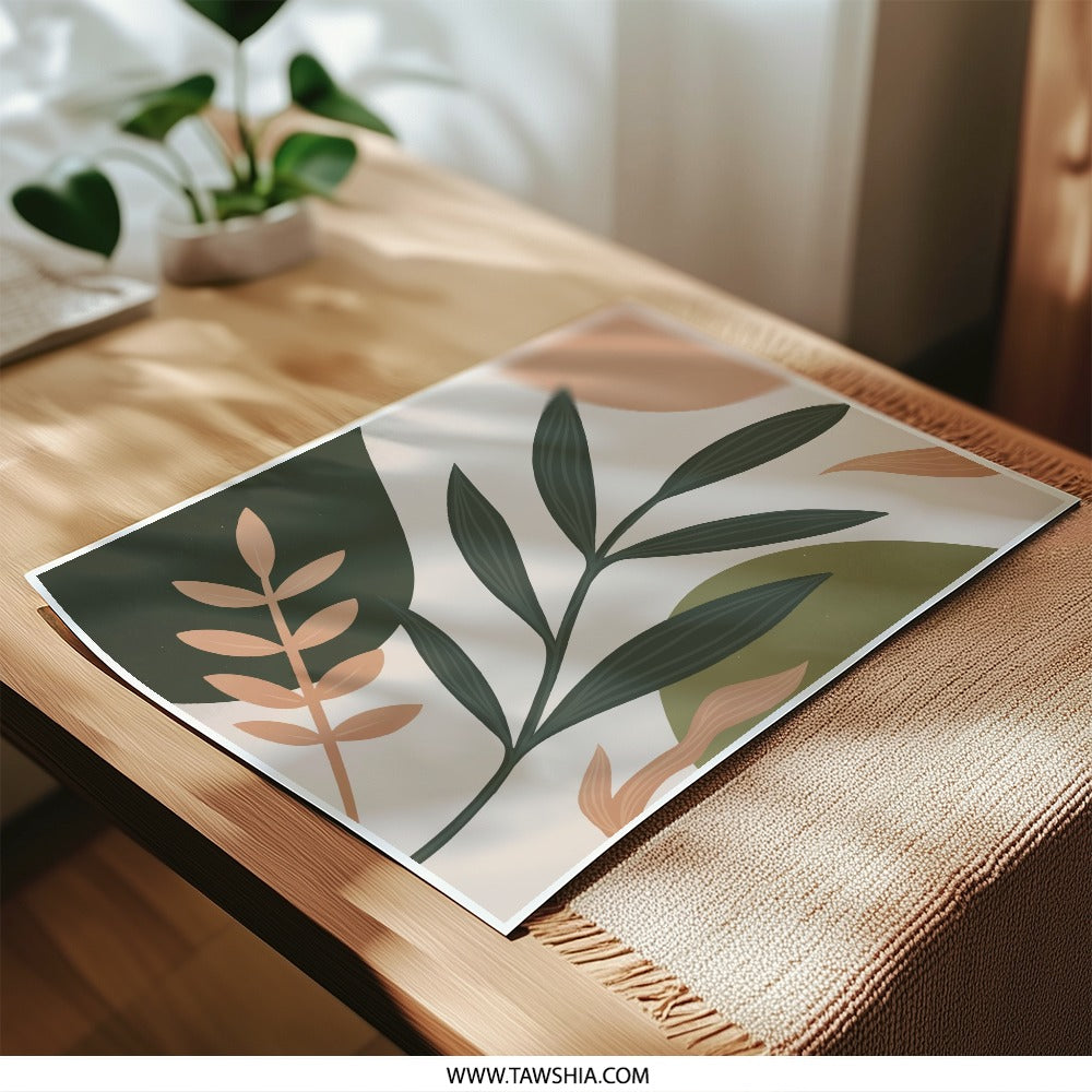 Abstract Botanical Photographic Print, Earth Tone Wall Art, Minimalist Leaf Art Print, Modern Plant Decor, Aesthetic Room Decor - Tawshia