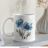 Blue Poppy Mug, Floral Coffee Mug, Flower Mug, Botanical Mug, Gift Mug, Floral Gift, Flower Gift, Nature Mug, Plant Mug, Gift for Her - Tawshia
