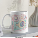 Cute Camera Mug, Kawaii Style Photo Mug, Pastel Aesthetic Mug, Photography Lover Gift, Trendy Mug, Unique Mug Gift, Coffee Cup, Tea Cup - Tawshia
