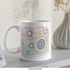 Cute Camera Mug, Kawaii Style Photo Mug, Pastel Aesthetic Mug, Photography Lover Gift, Trendy Mug, Unique Mug Gift, Coffee Cup, Tea Cup - Tawshia