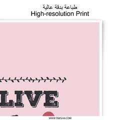 Live Love Teach Print, Teacher Gift, Classroom Decor, Pink Art, Inspirational Quote, Photographic Prints - Tawshia