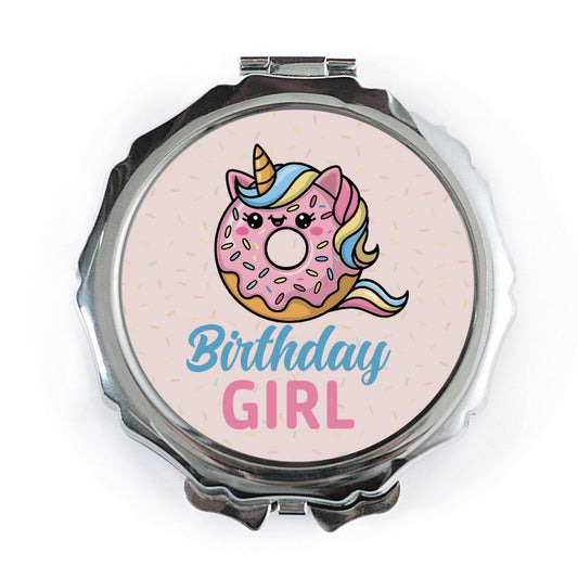 Birthday Girl Mirror, Donut Unicorn, Cute Pocket Mirror, Party Favor, Gift for Her, Makeup Mirror, Compact Mirror, Travel Mirror - Tawshia