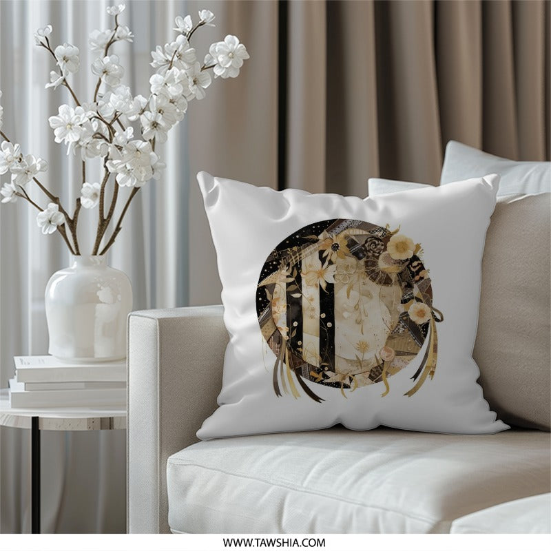 Floral Circle Pillow, Abstract Art Pillow, Modern Home Decor Pillow, Decorative Throw Pillow, Gift for Her, Accent Pillow, Designer Pillow - Tawshia