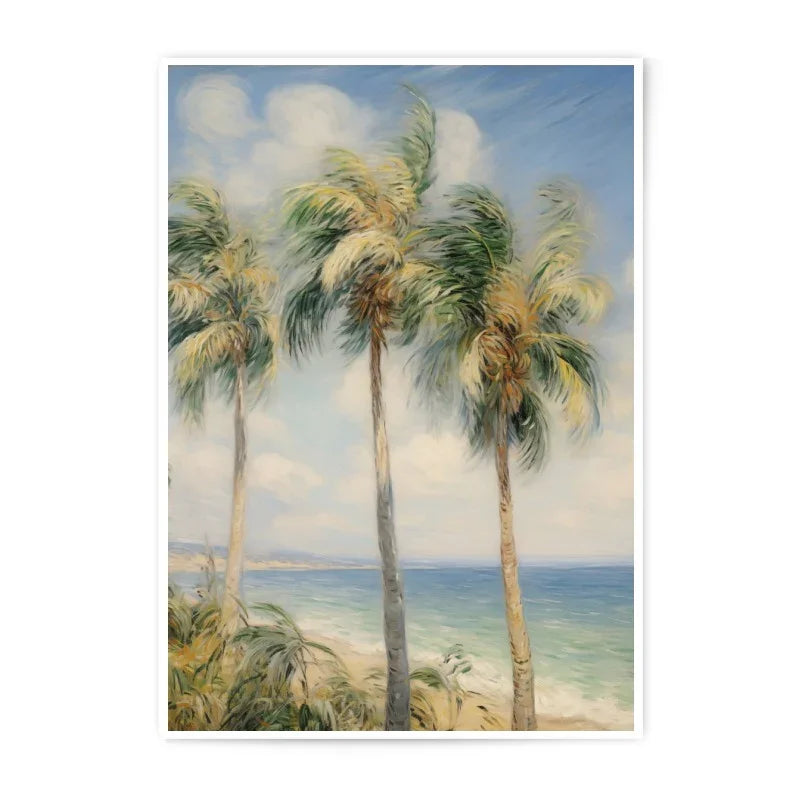 Coastal Palm Tree Photographic Print, Beach Scene Art, Tropical Wall Decor, Seascape Fine Art, Ocean View, Home Decor, Palm Trees on Beach - Tawshia