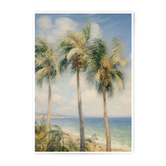 Coastal Palm Tree Photographic Print, Beach Scene Art, Tropical Wall Decor, Seascape Fine Art, Ocean View, Home Decor, Palm Trees on Beach - Tawshia