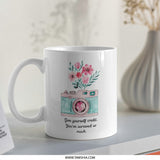 Floral Camera Mug, Give Yourself Credit, Watercolor Design Coffee Cup, Motivational Quote Mug, Unique Gift Idea, Cute Mug, Etsy Bestseller - Tawshia