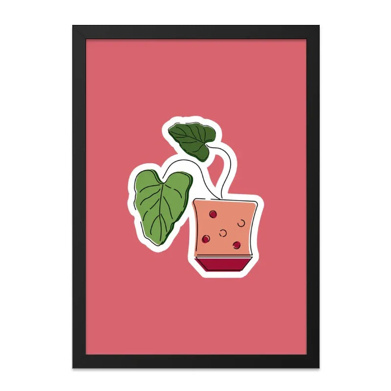 Cute Potted Plant Framed Wall Art, Botanical Print Home Decor, Modern Framed Artwork, Minimalist Plant Illustration, Houseplant Lover Gift - Tawshia