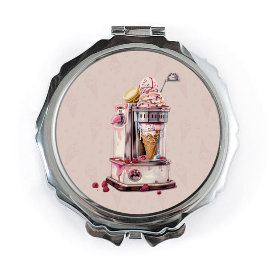 Ice Cream Machine Pocket Mirror, Fun Food Design, Compact Mirror, Cute Makeup Mirror, Gift for Her, Travel Mirror - Tawshia