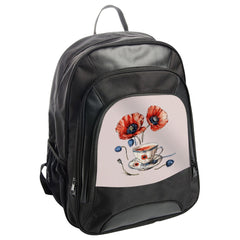 Poppy Tea Backpack, Floral Backpack, Aesthetic BackPack, Red Flowers, Tea Cup Art, Unique BackPack Gift, Nature Inspired Design - Tawshia