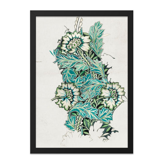 Floral Wall Art, Teal Botanical Print, Vintage Flower Decor, Antique Inspired Artwork, Elegant Home Decor (130) - Tawshia