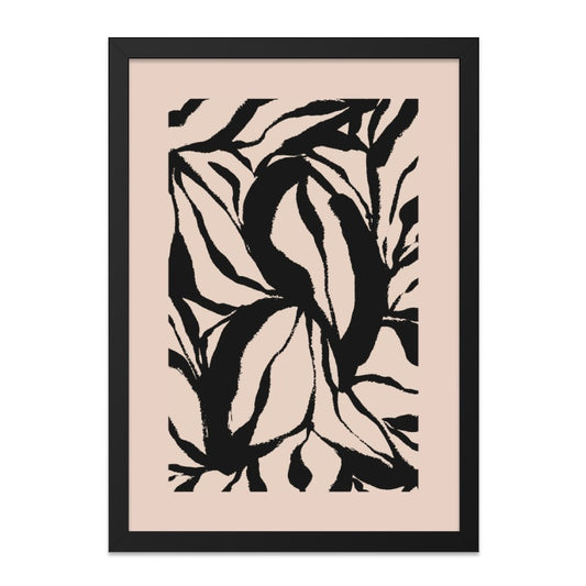 Abstract Floral Wall Art, Botanical Print, Modern Art Poster, Black and Beige Home Decor, Trendy Living Room Wall Decor, Minimalist Artwork - Tawshia