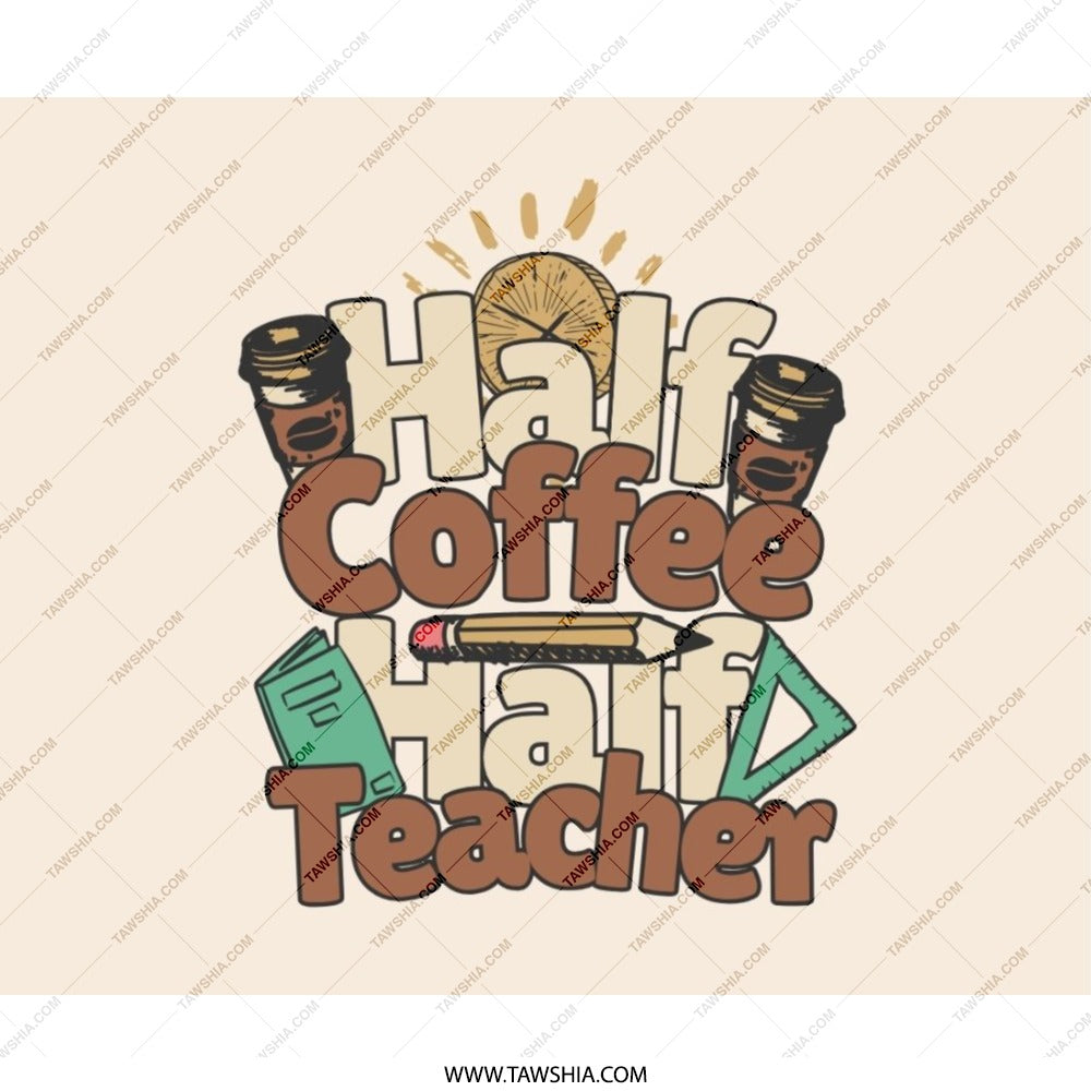 Half Coffee Half Teacher Mouse Pad, Teacher Appreciation Gift, Funny Teacher Mousepad, School Teacher Present, Teacher Coffee Lover - Tawshia
