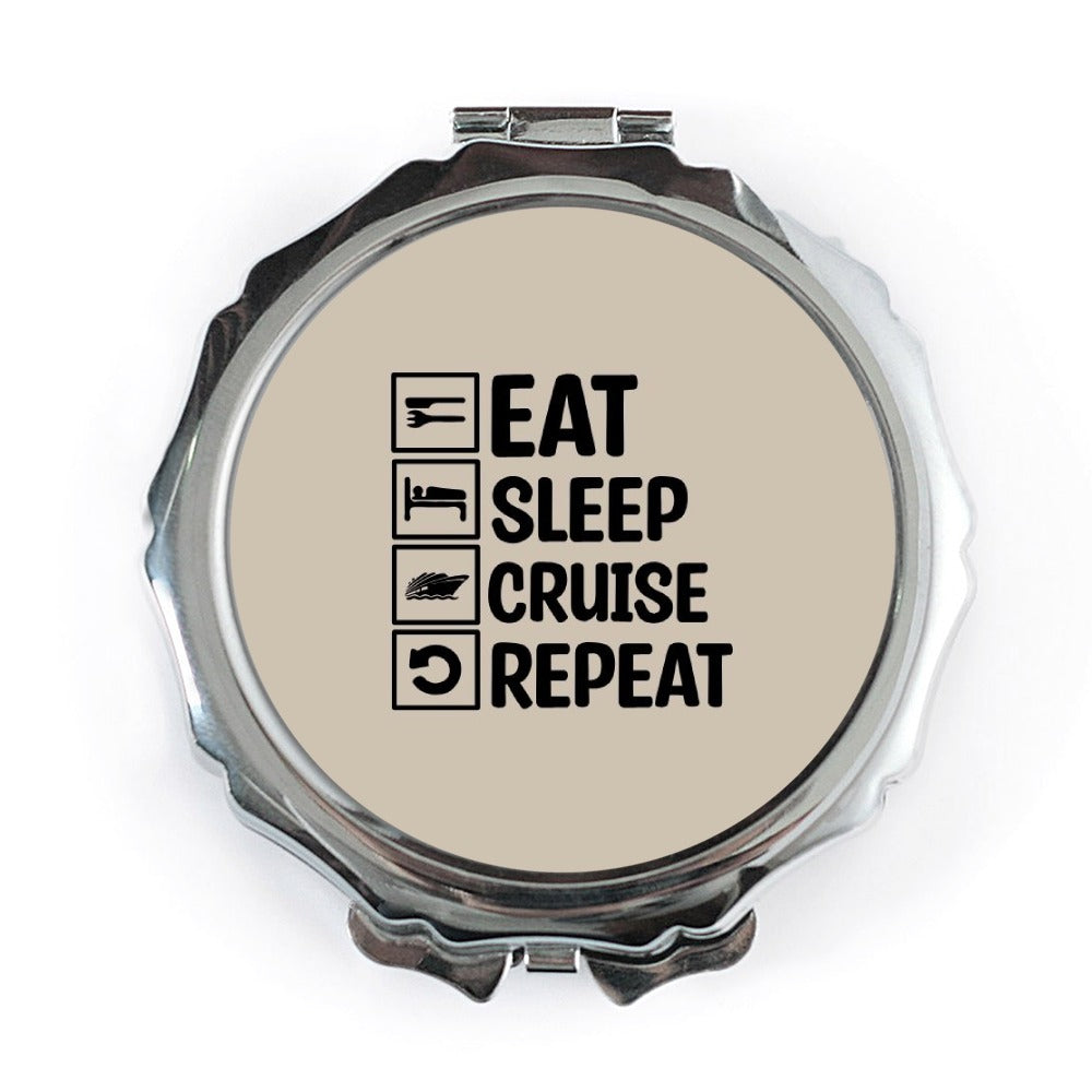 Eat Sleep Cruise Repeat Pocket Mirror, Travel Gift, Cruise Lover Present, Vacation Accessory, Cruise Ship, Bon Voyage, Compact Mirror - Tawshia