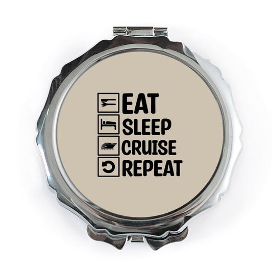 Eat Sleep Cruise Repeat Pocket Mirror, Travel Gift, Cruise Lover Present, Vacation Accessory, Cruise Ship, Bon Voyage, Compact Mirror - Tawshia