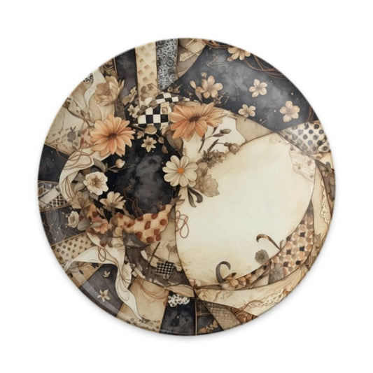 Floral Art Pinback Button, Vintage Style Button Badge, Aesthetic Flower Pattern Pin, Unique Design Button, Decorative Pinback Button - Tawshia