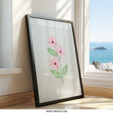 Pink Flower Wall Art, Minimalist Floral Print, Botanical Wall Decor, Simple Flower Art, Modern Home Decor - Tawshia