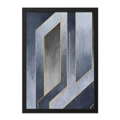 Abstract Wall Art, Geometric Art Print, Modern Art Decor, Blue and Gold Abstract Art, Minimalist Wall Hanging, Home Decor Wall Art - Tawshia