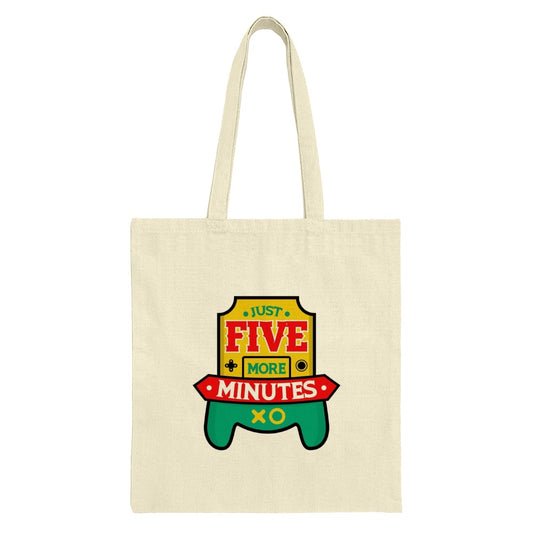 Just Five More Minutes Tote Bag, Gamer Gift, Video Game Lover, Funny Gaming Bag, Gift For Him, Gift For Her, Gamer Life Tote - Tawshia