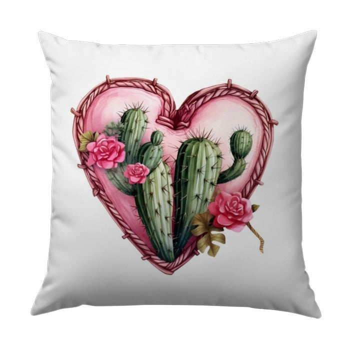 Cactus Heart Pillow, Floral Accent Pillow, Desert Decor Pillow, Love Cactus, Pink Heart Pillow, Home Decor Accent, Trendy Pillow - Tawshia
