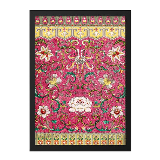 Vintage Floral Wall Art, Oriental Flower Print, Asian Inspired Decor, Pink and Yellow Botanical Art, Antique Style Wall Decor, Home Decor - Tawshia