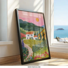 Tuscan Landscape Wall Art, Italy Painting Print, Countryside Home Decor, Italian Villa Scenery, Tuscany Fields Artwork - Tawshia