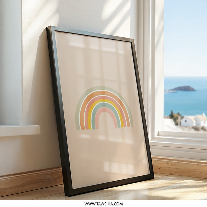 Boho Rainbow Wall Art, Pastel Rainbow Print, Nursery Decor, Kids Room Art, Scandinavian Rainbow Art, Modern Home Decor - Tawshia