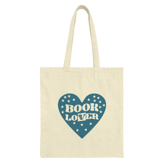 Book Lover Tote Bag, Reader Gift, Library Tote, Bookish Bag, Cute Tote Bag, Star Heart Design - Tawshia
