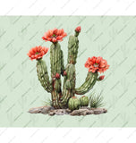 Vibrant blooming cactus illustration on mint green product type