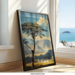 African Savanna Wall Art, Landscape Painting Print, Serengeti Art, Tree Scenery Decor, Wilderness Art Print, Nature Home Decor - Tawshia