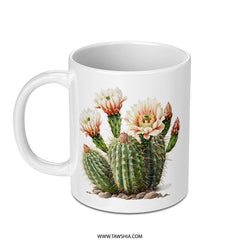 Cactus Flower Mug, Botanical Plant Art, Floral Design Mug, Desert Plant Mug, Garden Lover Gift, Unique Mug Gift, Spring Decor Mug - Tawshia