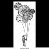 Astronaut Floating With Patterned Balloons Art Print product type