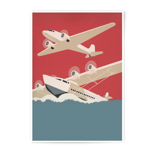 Flying Boat Photographic Print, Vintage Airplane Poster, Aviation Art Print, Aircraft Wall Decor, Retro Plane Photo Print, Gift For Pilot - Tawshia