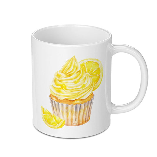 Lemon Cupcake Mug, Watercolor Food Art, Baking Lover Gift, Dessert Coffee Cup, Unique Drinkware, Kitchen Decor, Sweet Treat Mug - Tawshia