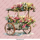 Floral Cart Pinback Button, Flower Cart Wheel Button, Spring Flower Cart, Watercolor Art Pinback Button, Cute Floral Button - Tawshia