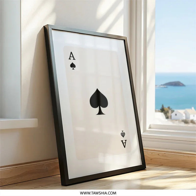 Ace of Spades Wall Art, Playing Card Print, Minimalist Home Decor, Card Game Art, Modern Wall Decor, Casino Wall Art - Tawshia