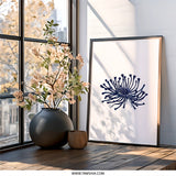 Sea Urchin Wall Art, Navy Blue Artwork, Ocean Inspired Prints, Abstract Marine Decor, Unique Home Decor, Minimalist Design - Tawshia