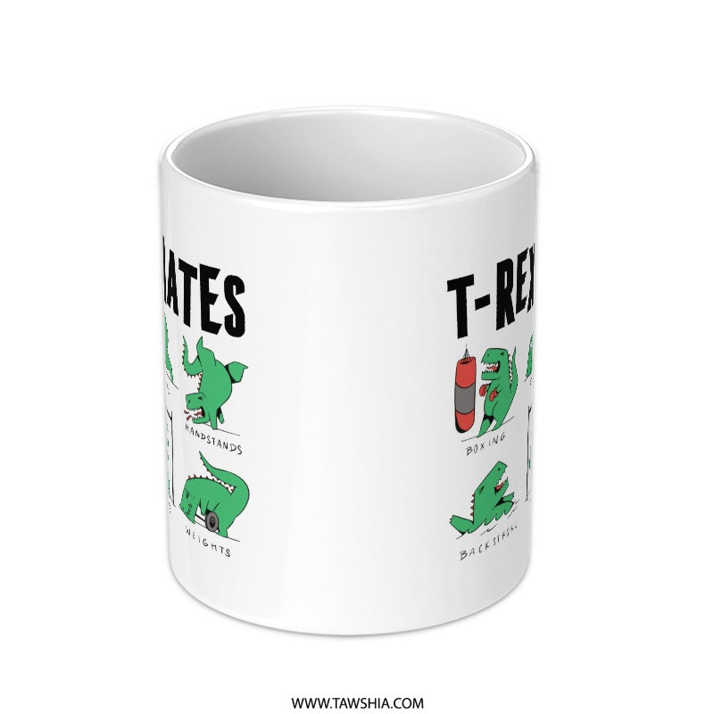 T-Rex Fitness Amusing Print White Mug product