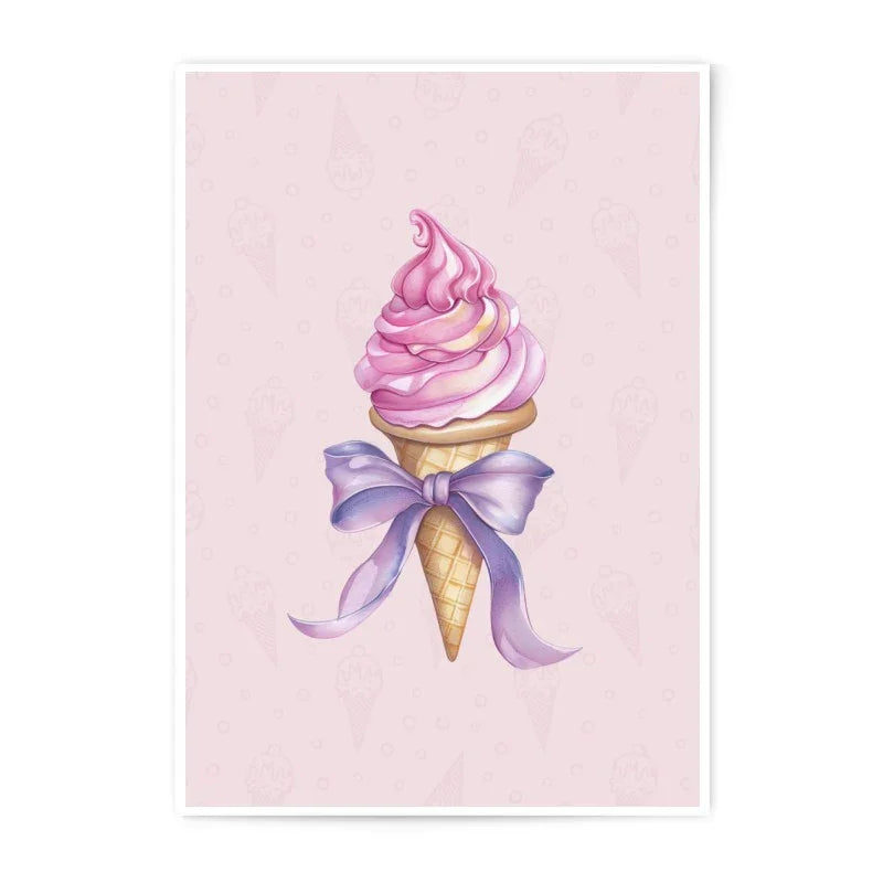Ice Cream Photographic Print, Sweet Treat Art, Dessert Wall Decor, Cute Pink Illustration, Confectionery Artwork, Kitchen Art Print - Tawshia