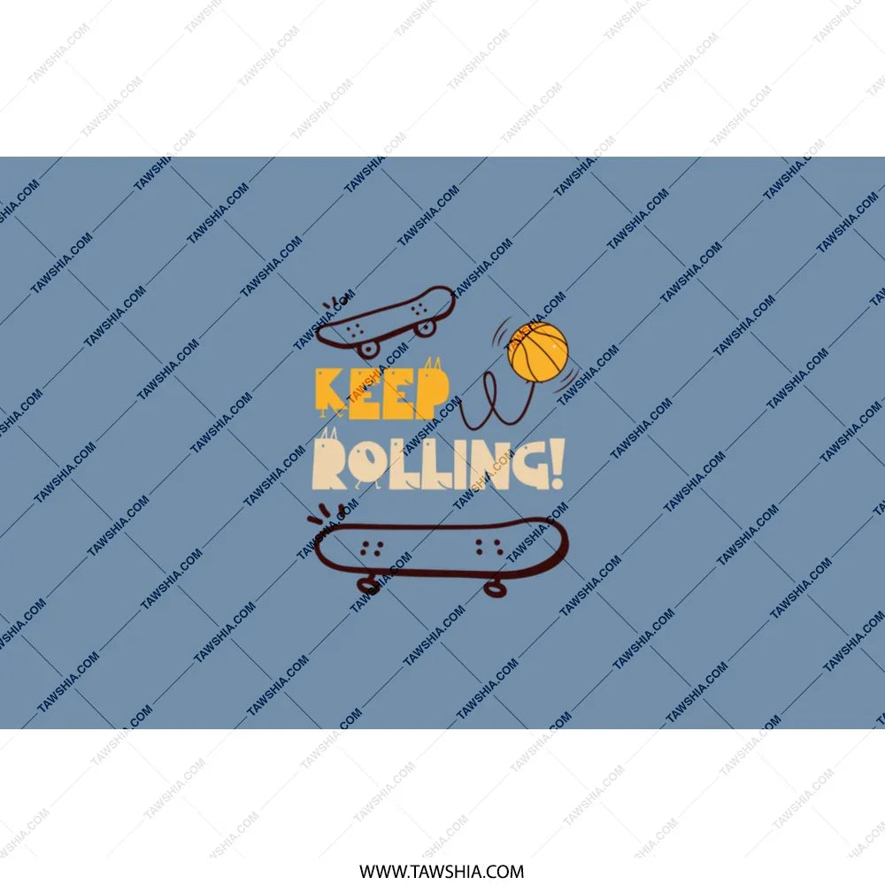 Keep Rolling Skateboard Design on Blue product
