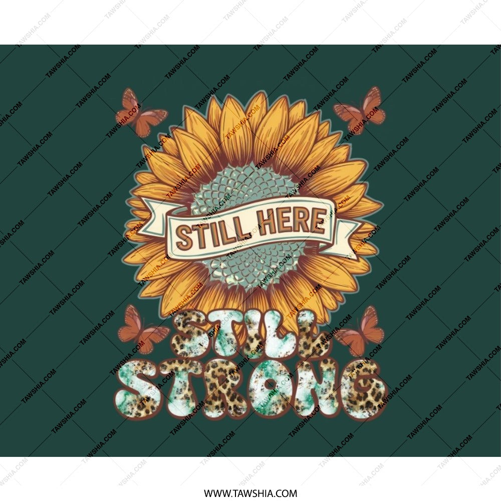 Still Here Still Strong Mouse Pad, Sunflower Butterflies Art, Inspirational Quote Desk Decor, Office Gift Mousepads, Computer Accessories - Tawshia