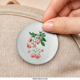 Pink Rose Pinback Button, Floral Button Badge, Botanical Art Button, Garden Flower Button, Gift for Gardeners, Rose Lover Pin - Tawshia