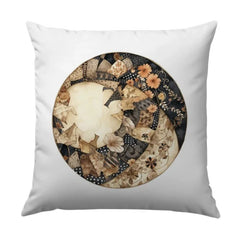 Floral Patchwork Pillow, Circle Quilt Design, Unique Home Decor, Decorative Accent Throw Pillow, Living Room Pillow, Couch Pillow - Tawshia